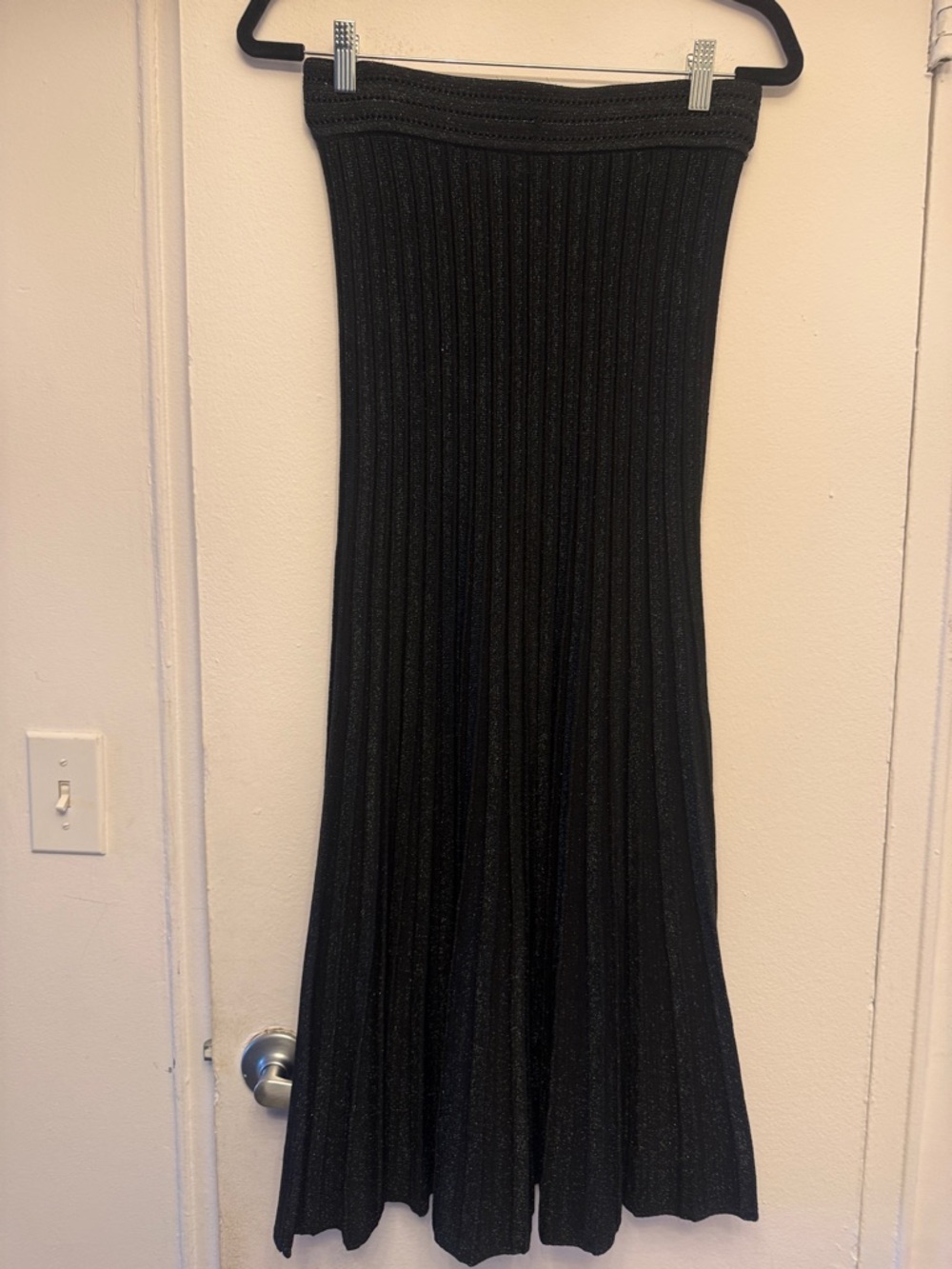Sandro Black Ribbed Maxi Skirt